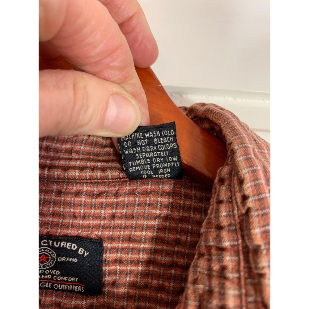 American Eagle Outfitters Mens Long Sleeve Button Down‎ Shirt Plaid XL Retro - Picture 4 of 8